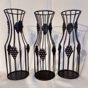 Set of 3 black metal decorative vases